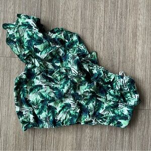 miami Green Leaf One Shoulder Crop Top